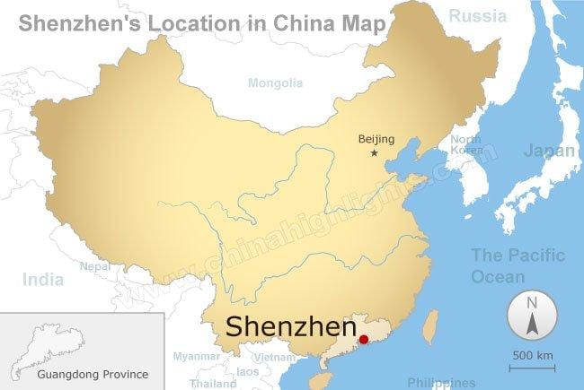 Lokacija u Shenzhen u Kini kartica